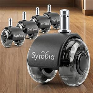 Sytopia Sedia da ufficio, ruote da 11 mm x 22 mm, set da 5 ruote per sedie da ufficio, super silenziose e morbide per pavimenti duri, parquet, moquette, laminato, non sono necessari tappetini