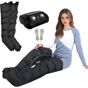 FahQuintuple Pressoterapia Linfodrenaggio Pressoterapia Professionale per Casa 6 Camere D'aria Massaggiatore Gambe e Braccia Addome, Apparecchio Massaggiatore, Anticellulite (Black 2leg, 6 Camere)