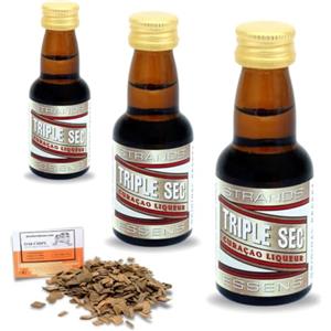 AlcoFermBrew 3 x Essenza Triple Sec Style 25ml - Senza Alcol - Fino A 2,25L - Con Chips Di Quercia Francese 20g Incluse