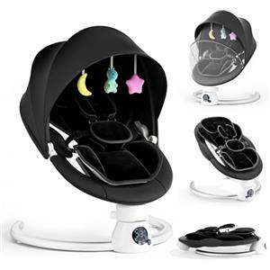 Mechprip Sdraietta Neonati Elettrica con Schienale Regolabile su 2 Livelli - App e Telecomando Dondolo Neonati Elettrico con 3 Timer, 5 Velocità di Altalena, 12 Musiche, Altalena Neonato Bluetooth (Nero)