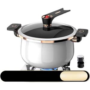 Serenophile Pentola per zuppa, 7 l, in ghisa smaltata con coperchio in vetro senza rivestimento, grande capacità di cottura per fornelli a induzione a gas, stufato a pressione (7 l bianco)