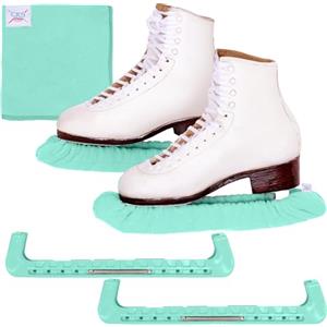 CRS Cross Set regalo per pattinaggio su ghiaccio, protezioni per pattini, protezioni per lame morbide e asciugamani, pattinaggio artistico o hockey, marittimo (Sit Spin Sea Foam), L