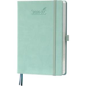 BEZEND Agenda 2026 2027 Giornaliera A5, 12 Mesi da Ago.26 a Lug.27, Diario Scuola 21 x 15,5 cm, Intervalli di 30 Minuti, Copertina Rigida in Pelle PU - Verde Menta