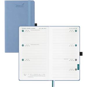 BEZEND Agenda 2026 2027 Settimanale Tascabile, Layout Orizzontale, 18 Mesi da Lug.26 a Dic.27, Diario Scuola Piccola 17 x 9,5 cm, Copertina Rigida in Pelle PU - Blu