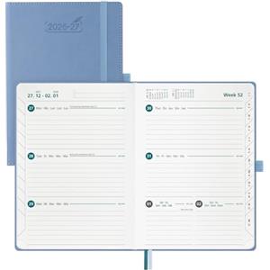 BEZEND Agenda 2026 2027 Settimanale A5, Layout Orizzontale, 18 Mesi da Lug.26 a Dic.27, Diario Scuola 21 x 15,5 cm, Copertina Rigida in Pelle PU - Blu
