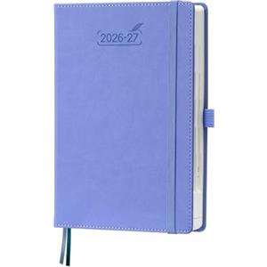BEZEND Agenda 2026 2027 Giornaliera A5, 12 Mesi da Ago.26 a Lug.27, Diario Scuola 21 x 15,5 cm, Intervalli di 30 Minuti, Copertina Rigida in Pelle PU - Fiordaliso