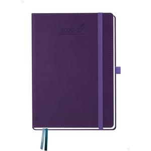 BEZEND Agenda 2026 2027 Settimanale A5, Layout Orizzontale, 18 Mesi da Lug.26 a Dic.27, Diario Scuola 21 x 15,5 cm, Copertina Rigida in Pelle PU - Viola