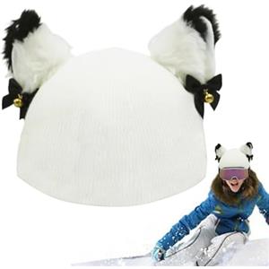 Poludatly Copertura per casco da snowboard, copertura per casco da sci, campane per casco con orecchie di gatto, copertura elastica lavabile, graziosa decorazione per casco con orecchie di gatto in