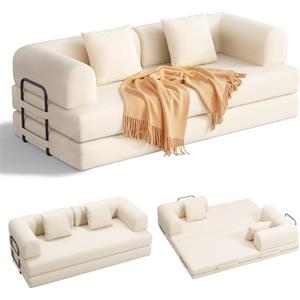Xbro Divano Letto Matrimoniale 2 Posti Convertibile, Divano Modulare Salvaspazio con Struttura in Metallo e Schiuma ad Alta Resilienza, per Soggiorno Monolocale e Ospiti, 200 x 190 cm