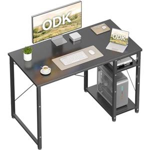 ODK Scrivania Ufficio, 100x48cm Tavolo con Ripiani Reversibili, Scrivania Ufficio con ripiani regolabili in altezza, Scrivania Computer Ideali per la casa e gli Spazi Ridotti, Nero