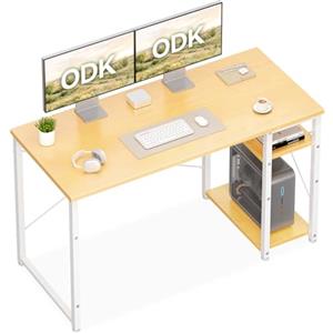 ODK Scrivania Ufficio, 120x48cm Tavolo con Ripiani Reversibili, Scrivania Ufficio con ripiani regolabili in altezza, Scrivania Computer Ideali per la casa e gli Spazi Ridotti, Beige