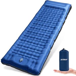 JATEKA Materassino Gonfiabile Campeggio Ultra Leggero con Cuscino Integrato 14 cm Materasso Gonfiabile Singolo per Viaggi Outdoor Spiaggia Materassino da Campeggio Blu-Grigio