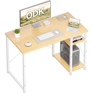ODK Scrivania Ufficio, 100x48cm Tavolo con Ripiani Reversibili, Scrivania Ufficio con ripiani regolabili in altezza, Scrivania Computer Ideali per la casa e gli Spazi Ridotti, Beige
