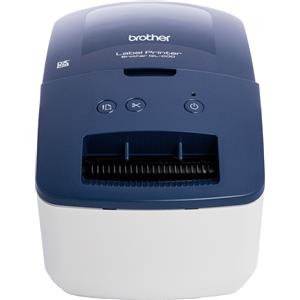 Brother QL-600B Stampante per Etichette Termica Diretta 300 x 600 DPI, USB, Fino a 62 mm, Design Compatto Blu
