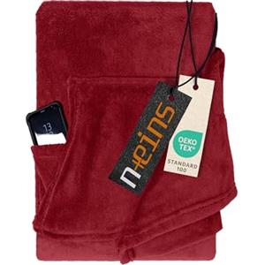 npluseins Coral 1448.2043 - Coperta in pile, con maniche e marsupio