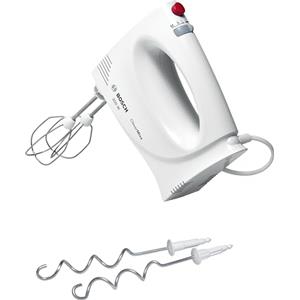 Bosch Sbattitore Elettrico MFQ3030, 350W, 4 Livelli di Velocità, Ultra Leggero e Maneggevole, Impugnatura Ergonomica, Fruste e Ganci per Impastare in Acciaio Inox Inclusi, Bianco