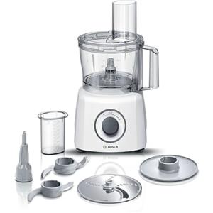 Bosch Robot da Cucina Multifunzione Compatto MCM3100W, Oltre 20 Funzioni, 800 W, 2 Velocità, Ciotola 2,3 l, Tanti Accessori Inclusi per Affettare, Tagliare, Grattugiare, Impastare e Montare, Bianco
