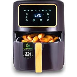 BERGNER CHARCOAL Friggitrice ad aria 1800W 6,9L 8 programmi di cottura Impostazione temperatura 80-200°C Timer fino a 30 minuti Rivestimento Ceratech