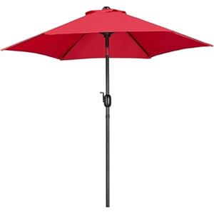 Yaheetech Ombrellone da Giardino Esterno Portatile Inclinabile Parasole Protezione UV, Ø 223cm con Manovella Reclinabile Telo in Poliestere Tubo in Alluminio Spiaggia Cortile Terrazzo, Rosso