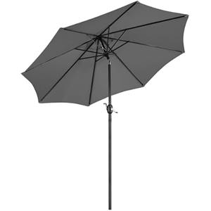 Yaheetech Ombrellone da Giardino Esterno 270 cm Portatile Parasole Protezione UV con Manovella 8 Stecche Reclinabile Telo in Poliestere Tubo in Alluminio Spiaggia Balcone Terrazzo Grigio