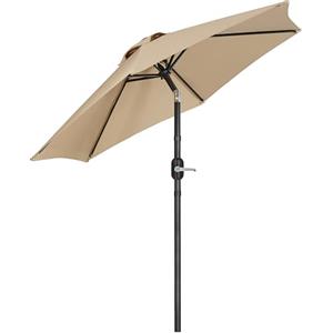 Yaheetech Ombrellone da Giardino 226 cm con 6 Stecche in Poliestere e Metallo Inclinabile Protezione UV Cortile Piscina Esterno Ecrù