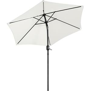 Yaheetech Ombrellone da Giardino Esterno 230 cm Portatile Parasole Protezione UV con Manovella 6 Stecche Reclinabile Telo in Poliestere Tubo in Alluminio Spiaggia Balcone Terrazzo Crema