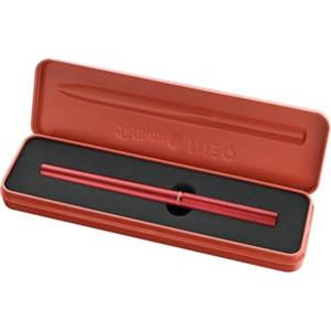 Pelikan Penna Stilografica INEO per Scuola e Ufficio, Design Minimalista, in Alluminio, Ricaricabile, in Astuccio Regalo di Metallo Sagomato, Sostenibile, Fusto Red Matt