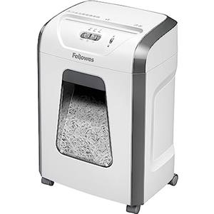 Fellowes Distruggi documenti a frammento 15C, 15 fogli, per casa e piccolo ufficio, uso personale, cestino estraibile da 19 litri, distruggidocumenti con blocco di sicurezza, alta sicurezza P4, bianco