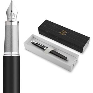 Parker IM Premium Penna Stilografica | Collezione Legacy of Flight | Rifiniture Cromate | Pennino Fino | Inchiostro Blu | Confezione Regalo