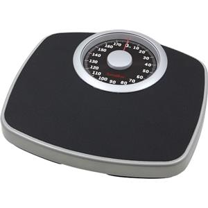 TERRAILLON - NEO T - Bilancia pesata meccanica con ampio vassoio in metallo con rivestimento antiscivolo, grande quadrante ad alta leggibilità, bilancia robusta, capacità 180 kg, gradazione 1 kg, nero