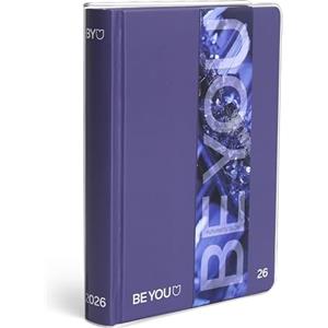 BE YOU - Diario Scuola Futuristic Glow 2025/2026, 12 Mesi, 09/25-08/26, Agenda Scolastica con Sticker e Sovracopertina Trasparente, Formato 12,5 x 16,5 cm, Per Ragazzi e Ragazze di Superiori e Medie