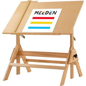MEEDEN Tavolo da Disegno in Legno Massello, Scrivania da Disegno, Scrivania da Studio, Tavolo con Altezza Regolabile e Piano Inclinabile per Opere D'arte, Grafica, Lettura