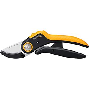 Fiskars Forbici da potatura a incudine, Plus PowerLever, P741, Cesoie per legno secco e duro, Rivestimento antiaderente, Lame in acciaio inox, Lunghezza: 22,1 cm, Nero/Arancione, 1057171