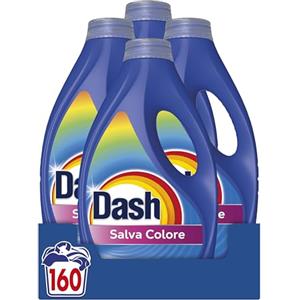 Dash Detersivo Liquido Lavatrice, 160 Lavaggi (4x40), Salva Colore, Brillantezza Per I Capi, Rimuove Le Macchi e Igienizza, Efficace Anche A Freddo E In Cicli Brevi