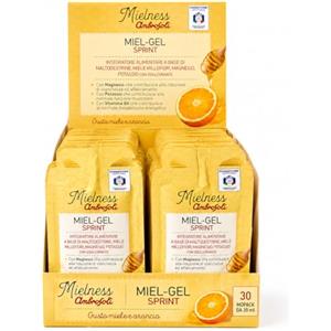 Ambrosoli Mielness Miel-Gel Sprint - Gel Energetico per Sport con Magnesio, Potassio e Miele, Monodose Gusto Miele Arancia (x30)