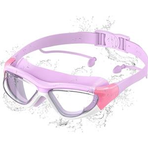 Ambienden Occhialini Nuoto Bambini Anti-Appannamento HD - Protezione UV, Regolazione Rapida, Guarnizione in Silicone Ipoallergenico, Occhialini Nuoto Unisex per 6-14 Anni, Purple