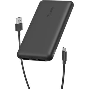 Belkin Batteria esterna portatile da 10000mAh, caricabatteria USB-C 10K con 1 porta USB-C e 2 porte USB-A, power bank con ricarica da 15 W per iPhone, Samsung Galaxy, Pixel, AirPods, iPad - Nero