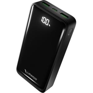 UNIQO Power LCD 20K, PowerBank 20000mAh, Power Delivery 22.5W (PD 3.0 PPS), Display LCD, USB-C, USB-A, Power Bank con Ricarica Rapida, per iPhone, Caricabatterie Portatile da Viaggio, Nero