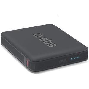 SBS NanoTube PowerBank HD, 5000mAh, Intelligent Charge (IC) 10W, Power Bank con Ricarica Rapida, Tecnologia Alta Densità, USB-C, Caricabatterie Portatile da Viaggio, Design Compatto, Nero