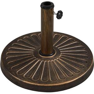 Yaheetech Base per Ombrellone da Giardino in Resina e Metallo Supporto 10 kg per Pali da Ø38mm o Ø48mm con Manopola Esterno Veranda Terrazza Piscina Spiaggia Patio Bronzo