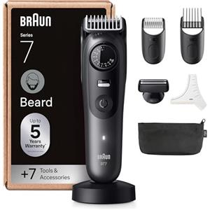 Braun Regolabarba Uomo Series 7, +7 Strumenti da Barbiere, Lama Problade Affilata a Vita, Fino a 120 Minuti di Autonomia, Impermeabile, Selettore di Precisione con 40 Lughezze e Blocco, Bt7525, Grigio