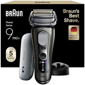 Braun Serie 9 Pro + Rasoio Elettrico Barba, Wet&Dry, 5+1 Lame di Precisione Ultra Sottili, Regolabarba Uomo, Rasoio Barba, 60 Min Utilizzo, Powercase, Base di Ricarica, Regolabarba Braun 9625s Grafite