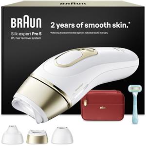 Braun Silk·Expert Pro 5, Epilatore Luce Pulsata Smart, Epilazione Laser Peli Donna a Casa, Riduzione Permanente dei Peli, con 3 Testine, Custodia e Rasoio Gillette Venus, Pl5321
