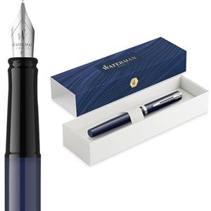 Waterman Impression Penna Stilografica | Pennino Fine con Ricarica di Inchiostro Blu | Lacca Blu con Rifiniture Placcate in Palladio | Confezione regalo