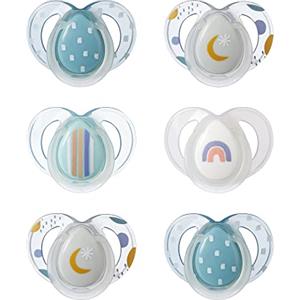 Tommee Tippee Succhietto Nighttime, 6-18 mesi, confezione da 6 di succhietti luminosi con capsula sterilizzatrice riutilizzabile
