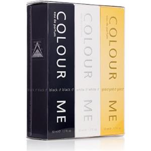 COLOUR ME Black/White/Gold Homme - Triple Pack, Fragrance for Men, 3 x 50ml Eau de Parfum, by Milton-Lloyd