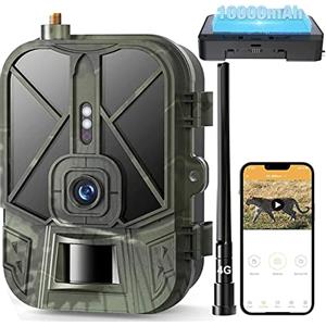 YTLJJ 4G 4K 30MP App Fotocamera da Caccia con Batteria al Litio da 10000 mAh, Video in Diretta Fototrappola Infrarossi Invisibili 0,2s Movimento Attivato Visione Notturna,Impermeabile IP65