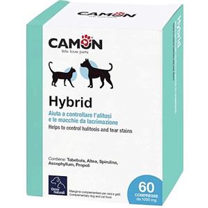 Camon Hybrid - Integratore per Cani e Gatti, 60 Compresse da 1300 mg per Controllo Alitosi e Mantenimento pH Fisiologico