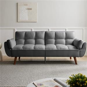 JIEXI Divano letto, divano letto moderno in tessuto di lino con schienale regolabile, divano letto multifunzionale per soggiorno, camera da letto, appartamento, lunghezza 190 cm, grigio