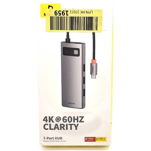 Baseus Hub USB-C Baseus 7 in 1 con HDMI 4K a 60 Hz, PD da 100 W, 3 porte USB-A 3.0 da 5 Gbps, lettore di schede SD/TF, docking station USB per iPhone 15, laptop MacBook/Surface Pro/iPad/Steam Deck/Rog Ally/Samsung ecc.